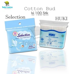 Huki Cotton bud bayi isi 100 pcs Huki Baby Pembersih Telinga