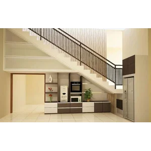 Modern minimalist kitchen cupboard under the stairs