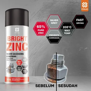 PRIMO Bright Zinc 400mL Cat Anti Karat & Korosi Medium Duty Warna Silver Metalik Cat Epoxy 