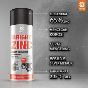 PRIMO Bright Zinc 400mL Cat Anti Karat & Korosi Medium Duty Warna Silver Metalik Cat Epoxy 