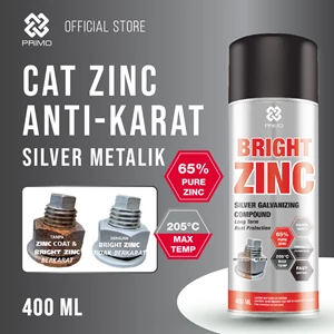 PRIMO Bright Zinc Cat Anti Karat Perak Silver Metallic 400 mL Cat Epoxy