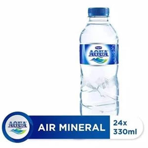 Air Mineral Aqua Botol Mini 330 ML (1 Karton 24 Botol)