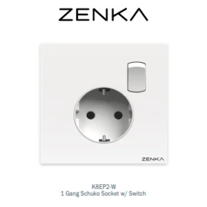 Saklar ZENKA 1 Gang Schuko Socket w/ Switch