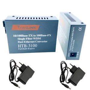 fiber optic converter / NetLink HTB 3100 AB HTB3100 AB Single mode Media Converter Netlink