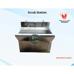 Scrub Station Ekonomis 2 Person Bay Wastafel Sink Sensor Infrared Hand Scrub Otomatis Laboratorium MOT Dolson Rumah Sakit