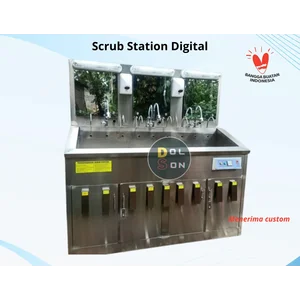Digital Scrub Station 3 Person Wastafel Hand Scrub Sink Rumah Sakit Laboratorium MOT Dolson