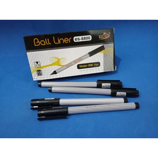 Pulpen Ball Liner ES-8800 Warna Hitam dan Biru