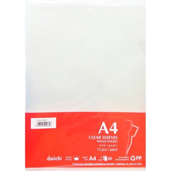 Clear Sleeves/Stopmap Plastik Daichi A4 (1 pack = 12 pcs)