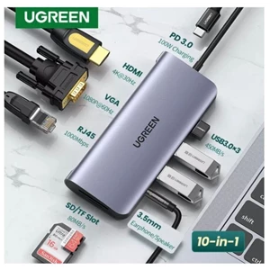Kabel Komputer dan Konektor Ugreen USB-C 10 in 1 Multifunction Adaptor