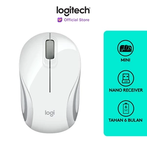 Logitech M187 Mouse Wireless Mini Portable - White
