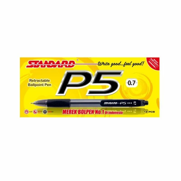  Pulpen dan Pensil Standard Black P5 0.7