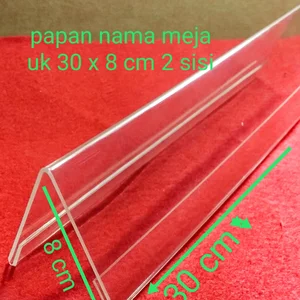 Papan Nama Meja Akrilik uk 8 x 30 cm 2 sisi