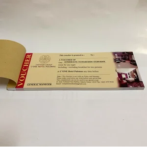 Cetak kartu voucher Uk 21x7 1 Buku Art paper 150gr/ voucher gift custom