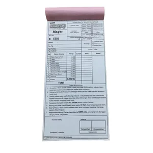 Cetak Buku Nota 3 ply bahan NCR Custom