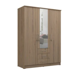 Lemari Pakaian Kaca 3 Pintu + 3 Laci