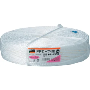 TRUSCO PP Rope 4mm Wide x 300m Long White PP-4300
