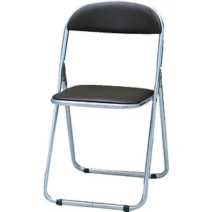 TRUSCO Folding Pipe Chair with Urethane Leather Seat Brown FC-1000TS