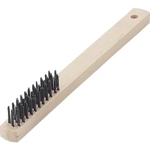 TRUSCO Wooden Handle 3-Row Brush Hardened Steel Wire TB-5001