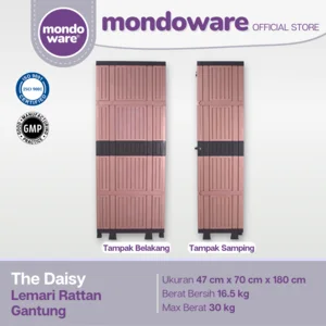 Rottan Wardrobe 2 Doors Hanging Clothes - Daisy - Mondoware Plastic LPG23/R