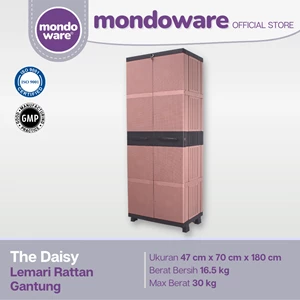 Rottan Wardrobe 2 Doors Hanging Clothes - Daisy - Mondoware Plastic LPG23/R