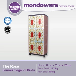 Elegant 2 Door 4 Tier Wardrobe - Rose - Mondoware Plastic LP24K/FM
