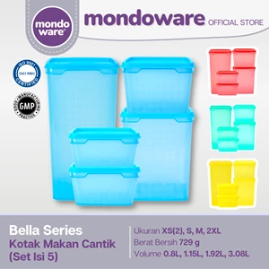 Kotak Makan Cantik - Food Container - 5 pcs - Bella Series (Mondoware)