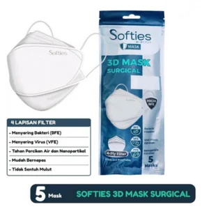 SOFTIES 3D SURGICAL MASK SACHET MASKER SOFTIES 3D SACHET isi 5 (Masker Medis)