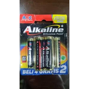 Battery type AA brand ABC/Alkaline 1 pack = 3 pcs