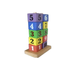 Mainan Balok Kayu Puzzle Edukasi Anak Menara Angka 2T