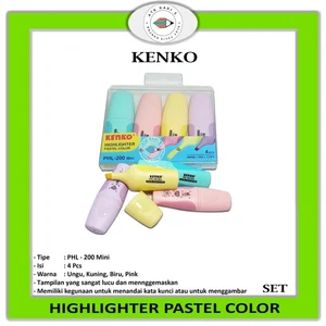 Pensil Warna KENKO - Highlighther Pastel PHL - 200 ( 4 PCS/SET ) Mini