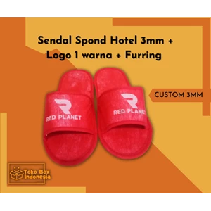 Sendal Spond 3mm + logo 1 warna + Furring / Sendal Hotel Custom / Sandal Hotel