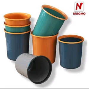 Tempat sampah plastik bulat warna random
