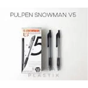 Pulpen Snowman V5 Hitam (1 Pak 12 Pcs)