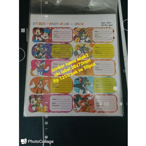 Stiker Label Nama Anak-Anak