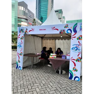 TENDA SARNAFILE DEKORASI (UKURAN 3X3 METER INSTALANSI LISTRIK DAN FASCIA NAME)