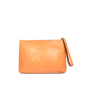 Basics-Q Leather Wallet Zelly Pouch Tan