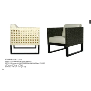 MAVERICK LOUNGE CHAIR ESPRESSO Frame With NATURAL RAWHIDE ESPRESSO Frame With PUNTO NERO LOOM
