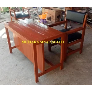 MEJA KURSI GURU (1 MEJA 1 KURSI) KAYU JATI MODEL 2