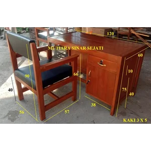 MEJA KURSI GURU (1 MEJA 1 KURSI) KAYU JATI MODEL 2