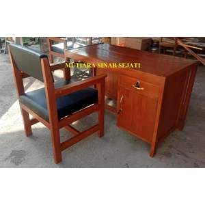 MEJA KURSI GURU (1 MEJA 1 KURSI) KAYU JATI MODEL 2