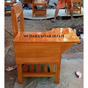 KURSI KULIAH KAYU JATI PAKAI LOKER