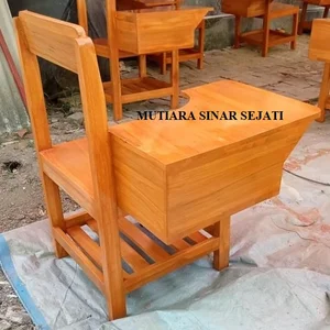 KURSI KULIAH KAYU JATI PAKAI LOKER