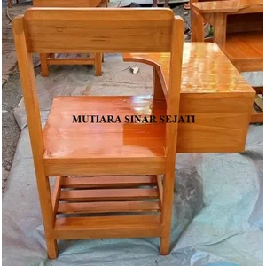 KURSI KULIAH KAYU JATI PAKAI LOKER