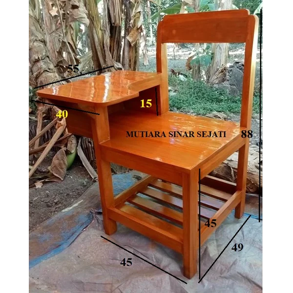 KURSI KULIAH KAYU JATI PAKAI LOKER