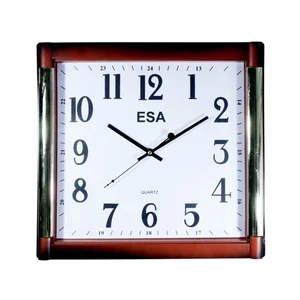 Square Wall Clock 40cm Silent Movement With Brown Colour