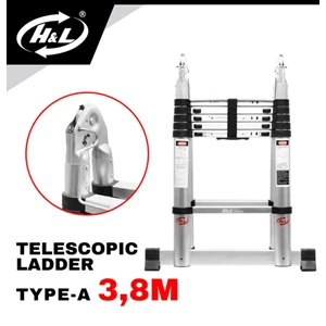 Tangga Lipat Aluminium Teleskopik H&L Tipe A 3.8m Double