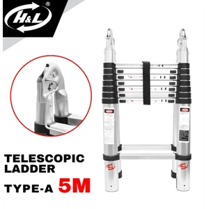 Tangga Lipat Aluminium Teleskopik H&L Tipe A 5m Double