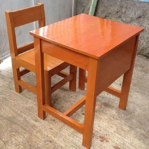 Meja dan Kursi Sekolah Single 1 Set Jati 