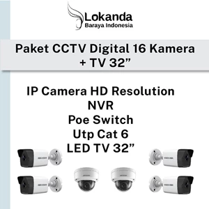 kamera pengintai CCTV DIGITAL IP CAMERA 16 KAMERA + TV LED 32 INCH PAKET BUNDLING 