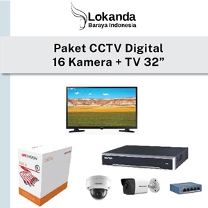 kamera pengintai PAKET CCTV  DIGITAL IP CAMERA 8 KAMERA  HD RESOLUTION + TV 32 INCH